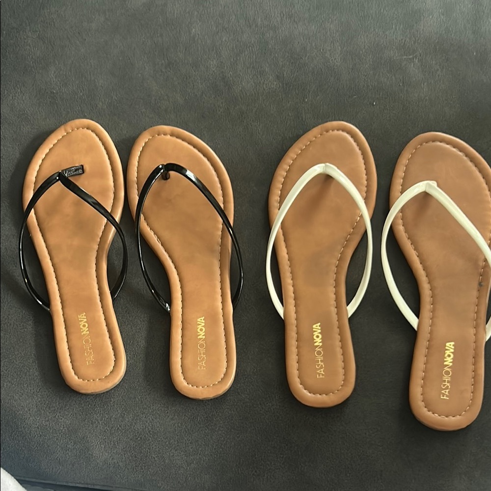 Two Fashion Nova Black and White Sandals Chic Summer Style